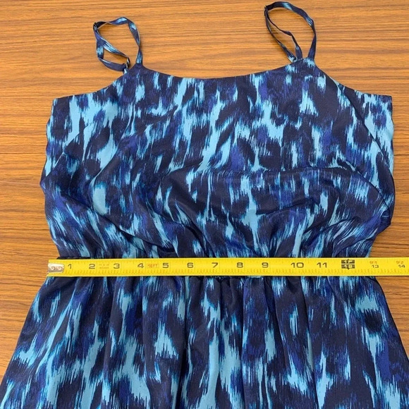 Calvin Klein  Dress Small Blue Watercolor Cinched Sleeveless Above Knee Vacation - Picture 8 of 10